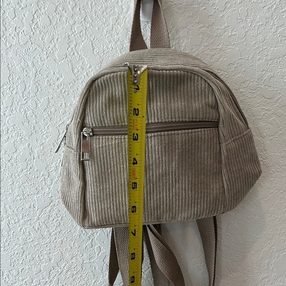 Tan Corduroy Compact Backpack Everyday Style - Picture 2 of 4